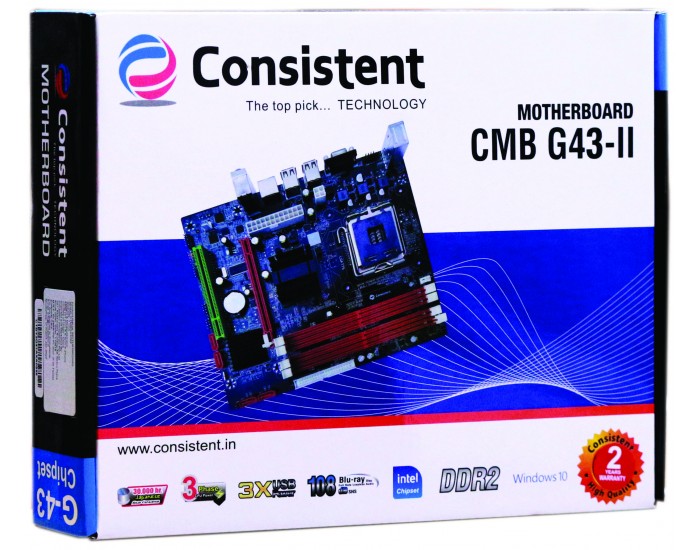 CONSISTENT MOTHERBOARD G43 D2 (2 YEAR) 4 RAM SLOT